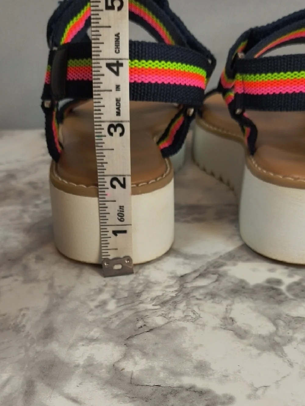 Limelight Mickey Women’s Striped Platform Sandals Adjustable Ankle Strap Size 7